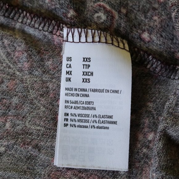 American Eagle Boho Paisley Bell Sleeve Dress - NWOT, XXS! - Picture 14 of 16